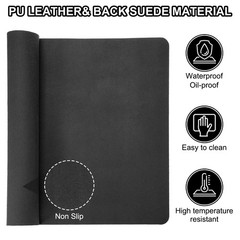 31″x15″ Large Desk Mat PU Leather Dual Side Large Desk Pad Black
