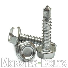 #10 Stainless Steel Self-Drilling Sheet Metal / TEK Screws, Hex Washer Head 410
