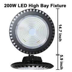 3 Pack 200W UFO Fixture High Bay LED for Supermarket Mall Garage Replace 400W