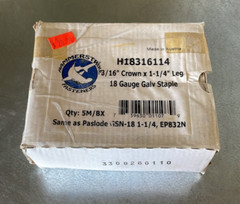 Hammerstrike 3/16″ Cr x 1-1/4″ Leg 18 Ga Galv Staple 5000/box *H18316114 *GSN-18