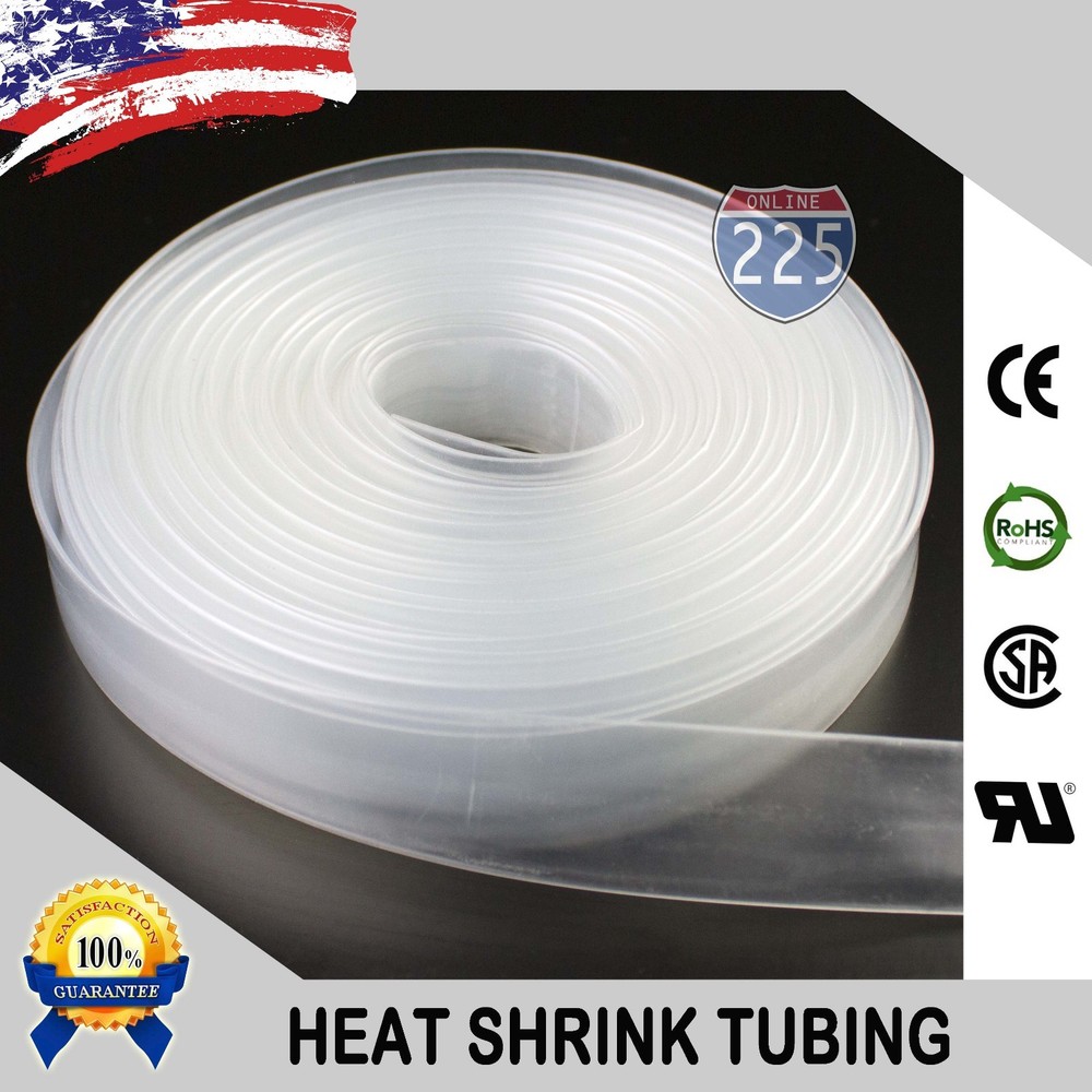 100 FT. 100′ Feet CLEAR 3/8″ 9mm Polyolefin 2:1 Heat Shrink Tubing Tube Cable US