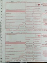 2022: 5 SHEETS 1099-B IRS Proceeds Broker/Barter Exch & 3=1096 Transmittal Forms