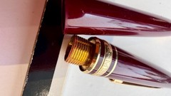 Mont Blanc Burgundy Ballpoint Pen Gold Tone Trim with Clip “engraved name”