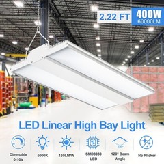 400W LED Linear High Bay Light 60,000LM Commercial Warehouse Shop Fixture 5000K