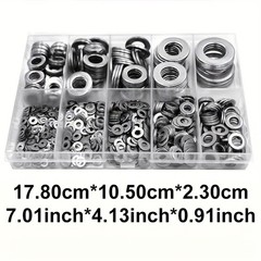 900PCS 304 Stainless Steel Flat Washer Set – Multi-Size for Repairs & DIY