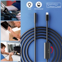 8LED Waterproof HD Endoscope Borescope Inspection Camera for iPhone 14 13 12 11