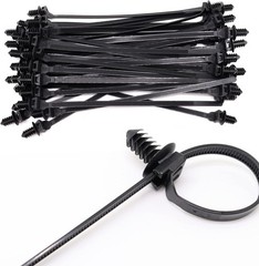 Push Mount Zip Ties, 8 inch Cable Tie Black 8.3×0.2inch (100Pcs),