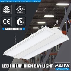 240W LED Linear High Bay Light Ceiling Hanging Fixture 5000K Daylight AC100-277V