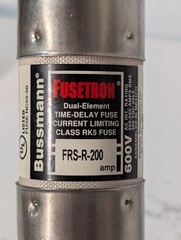 NEW Cooper Bussman Fusetron FRS-R-200 Fuse Dual Element Fuse Black