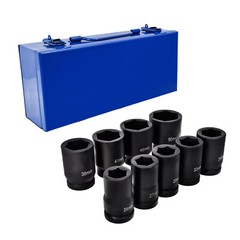 9PC 1″ ONE INCH DRIVE DR DEEP BIG SIZE AIR BLACK IMPACT SOCKET WRENCH TOOL SET