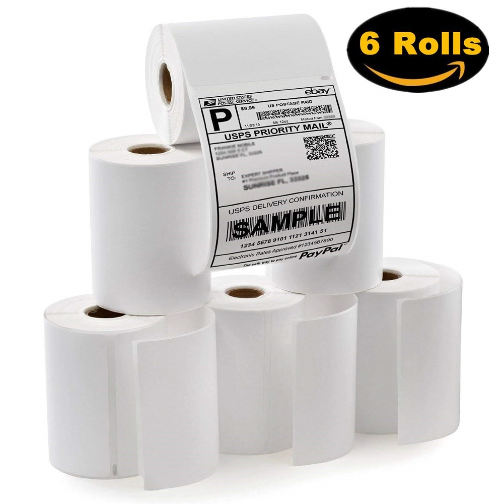 6 Rolls 4×6 Dymo 4XL 1744907 Compatible Direct Thermal Shipping Labels Adhesive