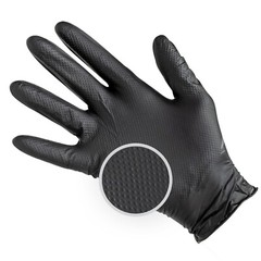 6 MIL BLACK NITRILE GLOVES WITH RAISED DIAMOND TEXTURE, HEAVY DUTY CASE OF 1000