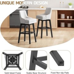 26″ Swivel Bar Stools with Back Set of 2/4/6 Upholstered Bar Chairs for Kitchen