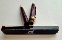 Mont Blanc Burgundy Ballpoint Pen Gold Tone Trim with Clip “engraved name”