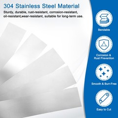 10 Pcs Stainless Steel Shim Stock for Leveling, 0.02mm Thickness, Silver