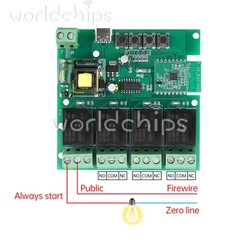 AC110V-240V 4-Way Intelligent Bluetooth WIFI Remote Control Relay Switch Module