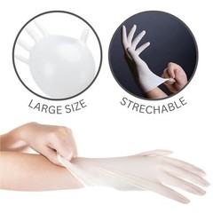 Large 100 Count White Powder Free Durable Protective Gloves for Food Service