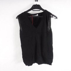 Alexander McQueen Top Womens Extra Fine Merino Wool Black Sleeveless V-Neck Sz M