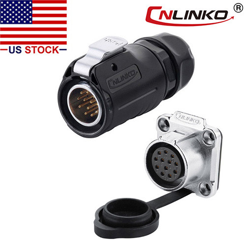 12 Pin Power Signal Connector Male Plug & Female Socket Outdoor Waterproof IP67