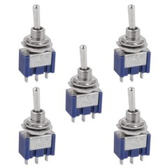 5-Piece Micro Mini Toggle Switch – AC ON/OFF/ON SPDT, 3 Position, 6 Amp AC125V