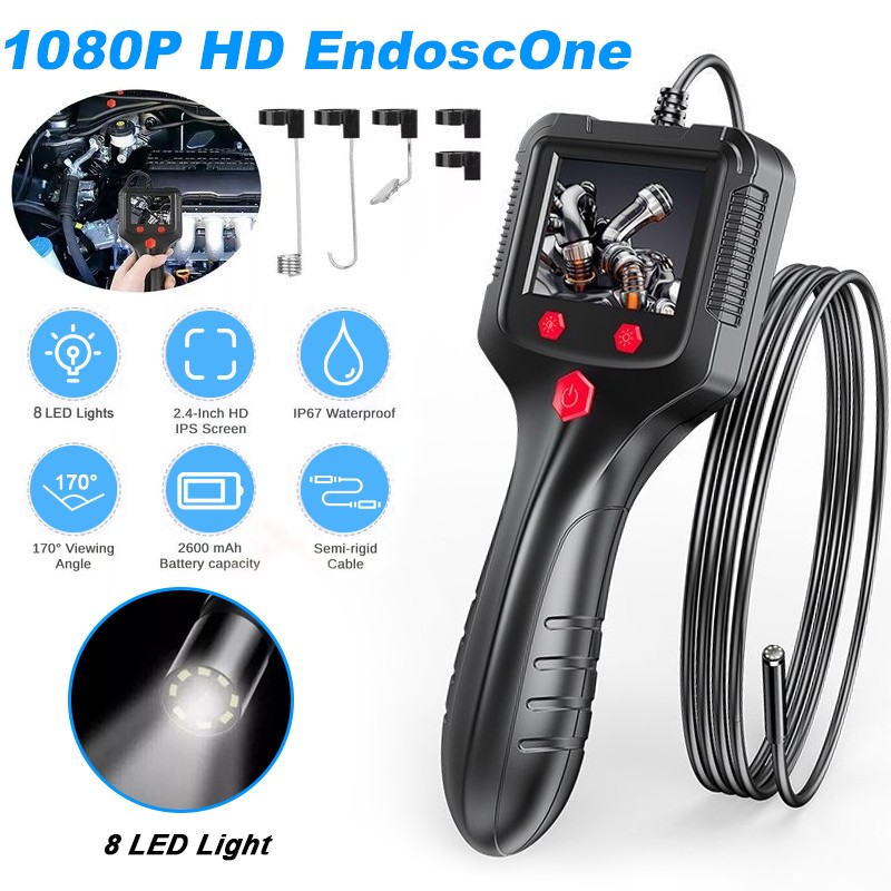 1080P HD LED Handheld Industrial Endoscope 8mm Borescope Inspection Snake Camera