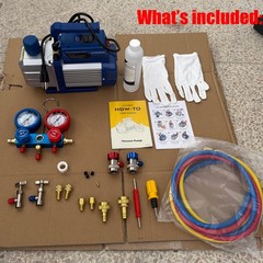 4.5CFM 1/3HP Air Vacuum Pump Refrigeration AC Manifold Gauge Set Sparkless Motor