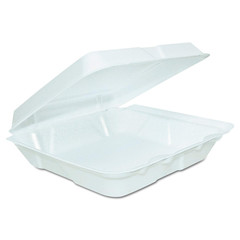 Dart 80HT1R Sm Foam Hinged Container, 8 in (Case of 200),White