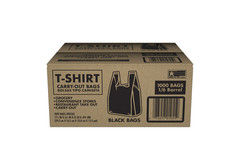 Black T-Shirt Carryout Bags 11.5″x6.5″x22″ 1000 Count Durable Bulk