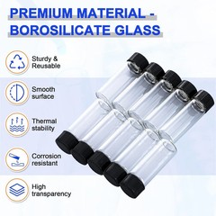 100 Pack 10ml Glass Vials with Screw Caps Clear Liquid Sample Vial Bottles