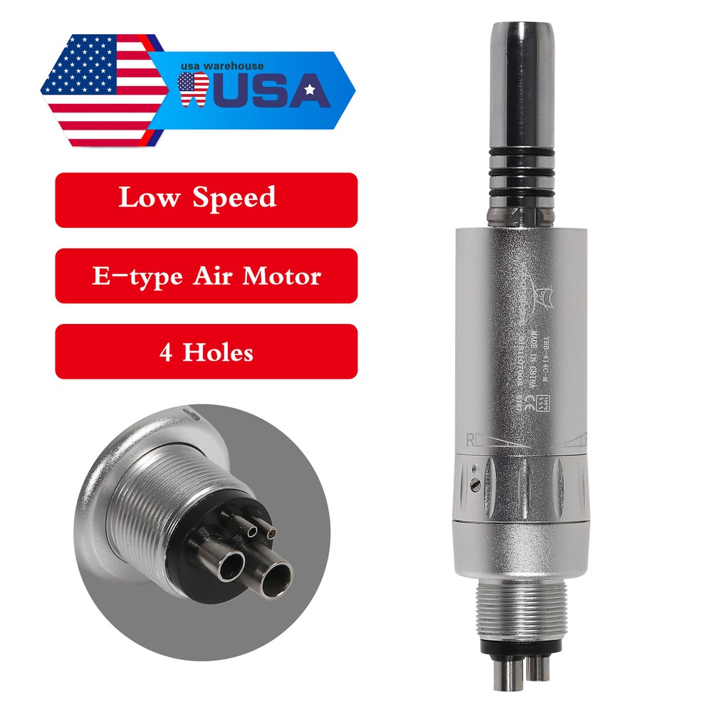 Dental E-type Air Motor Slow Low Speed Handpiece 4 Holes Inner Water Spray USA