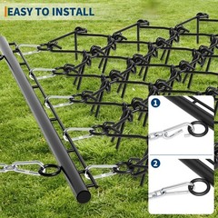 4×4 FT Heavy Duty Tow Behind Drag Harrow 1/2″ & 3/8″ Tines for ATV Lawn Tractors