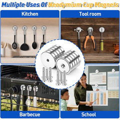 110LB Neodymium Magnets, 6 PCS Strong Cup Magnet with Hole and Screw | Heavy Dut