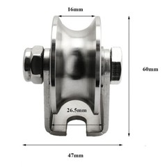 U-Type Groove Wire Rope Pulley Stainless Steel Heavy Duty Cable Mute Pulley