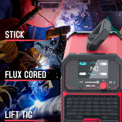 140A MIG Welder, 3 in 1 Flux Core, MIG/LIFT Tig/Stick Welding Machine 110V Porta