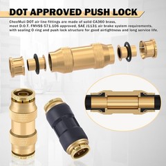 80 PCS Brass DOT Air Line Fittings Kit DOT Push Lock and Compression Air Fitting