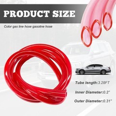 Flexible 0.2 Inch 3.28 Feet Silicone Fuel Line Hose, Universal Red Color: Red