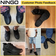 NINGO Men Oil Resistant Work Shoes Lace Up Non Slip Shoes Safety Nurse Chef Shoe
