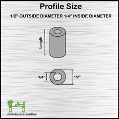 New Mild Steel Spacer Bushing 1/2″ OD x 1/4″ ID–Fits M6 or 1/4″ Bolts