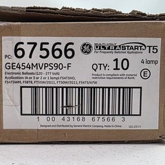 NEW, 10-Pack, GE GE454MVPS90-F 67566 Ultra Start T5 120/277V 4 Lamp Ballast