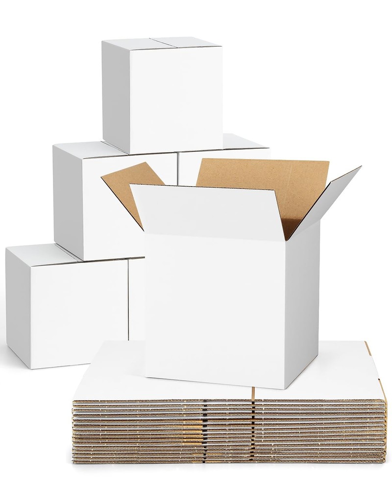 Poever 40-Pack-Small-Shipping-Boxes-6x6x6, 6x6x6 inches, White
