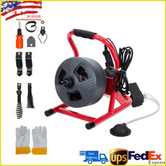 50FT 5/16″ Drain Cleaner Electric Sewer Snake Cleaning Machine W/ Cutters&Gloves