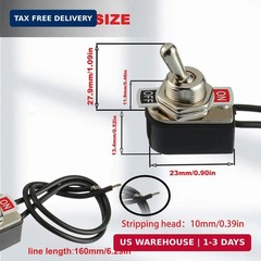 Heavy Duty Toggle Switch SPST 2 Pin ON/Off Rocker Toggle Switch 6A/125V 3A/250V