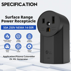 NEMA 6-50R Receptacle 50 Amp 2-Pole 3-Wire Surface Mount Power