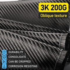 20*150CM Real Carbon Fiber Fabric Cloth Roll 3k 200gsm 2×2 Twill Weave Black