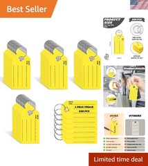 250 Pcs Yellow Key Tags with Labels and Rings: 1.38 X 2.76 Inches, 250 Labels, C