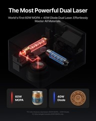 xTool F2 Ultra 60W MOPA & 40W Diode Dual Laser Engraver, Dual 48MP Cameras