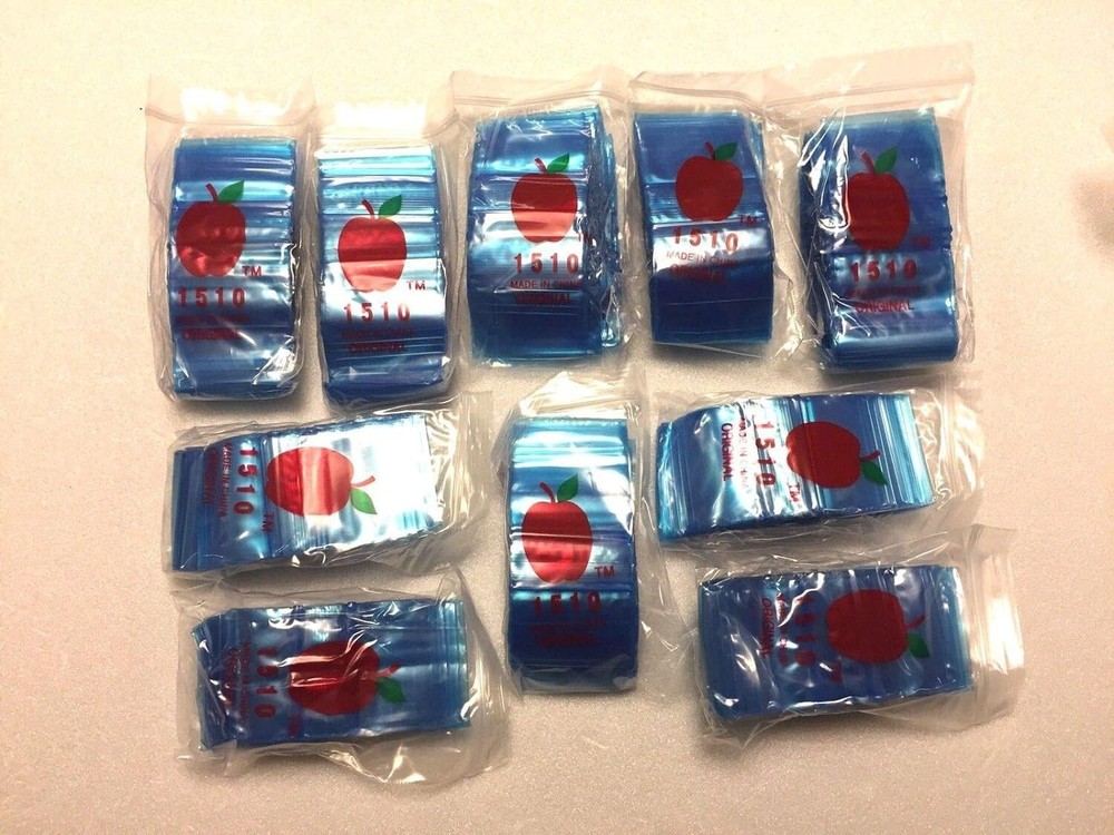 Apple Mini Zip Resealable Bags 1.5″ x 1″ Blue Baggies 1510 1000ct. NEW