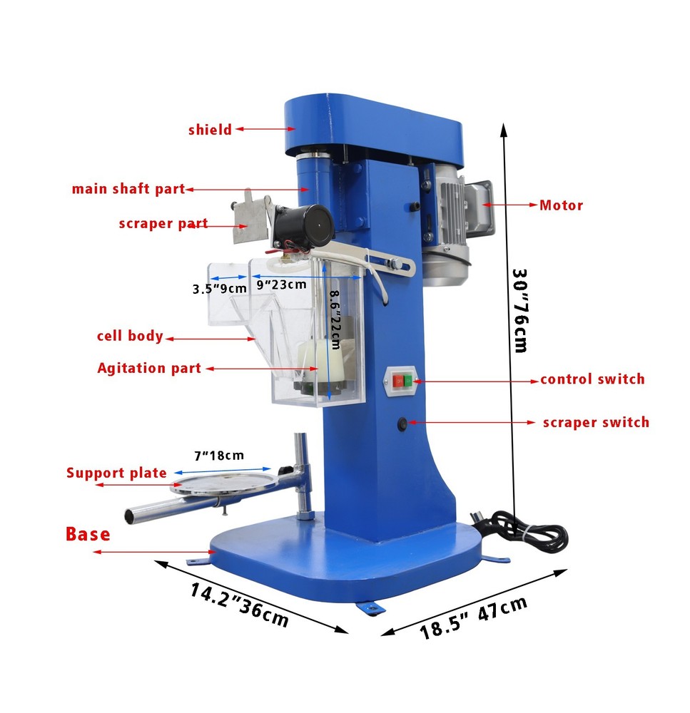220V 370W Laboratory Flotation Machine 1.5L Single Cell Mineral Processing Equip