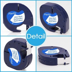 5PK Dymo Letratag Refill 91331 White Plastic 12mm Label Tape 1/2″ LT-100H