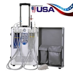 Dental Portable Delivery Unit System Suction Air Compressor Cart Motor 4 Hole